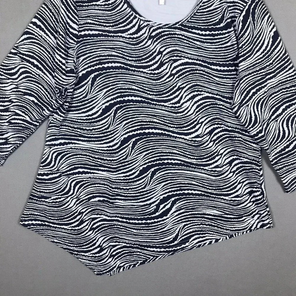 Lulu B 3/4 Sleeve Tunic Top Size Medium M UPF 50+ Nylon Stretch Navy Blue Gray - Picture 3 of 14